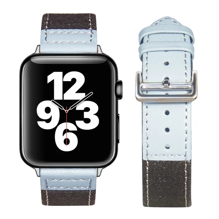สายหนังพร้อมหัวล็อกสีเงิน สำหรับ Apple Watch Series 7 41 มม. / 6&SE&5&4 40 มม. / 3&2&1 38 มม., 7 45 มม. / 6&SE&5&4 44 มม. / 3&2&1 42 มม.