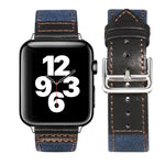 สายหนังพร้อมหัวล็อกสีเงิน สำหรับ Apple Watch Series 7 41 มม. / 6&SE&5&4 40 มม. / 3&2&1 38 มม., 7 45 มม. / 6&SE&5&4 44 มม. / 3&2&1 42 มม.