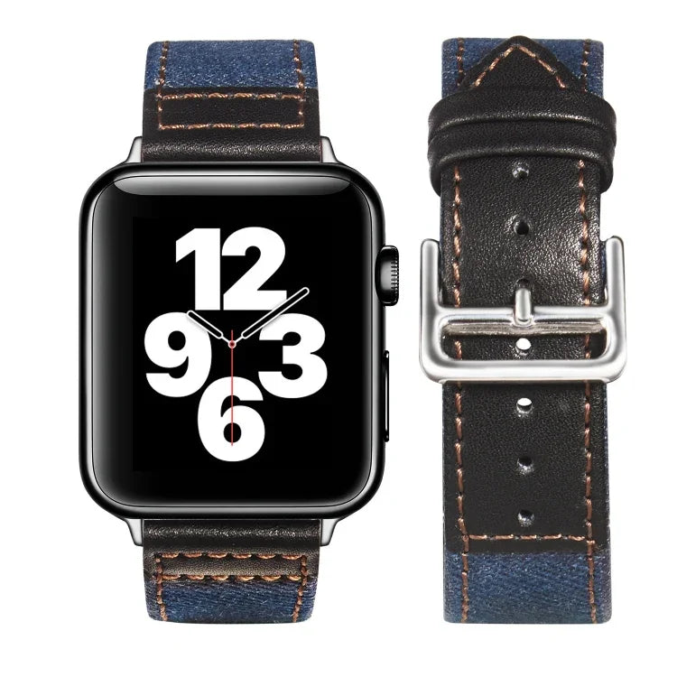 สายหนังพร้อมหัวล็อกสีเงิน สำหรับ Apple Watch Series 7 41 มม. / 6&SE&5&4 40 มม. / 3&2&1 38 มม., 7 45 มม. / 6&SE&5&4 44 มม. / 3&2&1 42 มม.