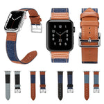 สายหนังทดแทนลายเดนิมสำหรับ Apple Watch Series 7 41 มม. / 6&SE&5&4 40 มม. / 3&2&1 38 มม., 7 45 มม. / 6&SE&5&4 44 มม. / 3&2&1 42 มม.