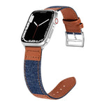 สายหนังทดแทนลายเดนิมสำหรับ Apple Watch Series 7 41 มม. / 6&SE&5&4 40 มม. / 3&2&1 38 มม., 7 45 มม. / 6&SE&5&4 44 มม. / 3&2&1 42 มม.