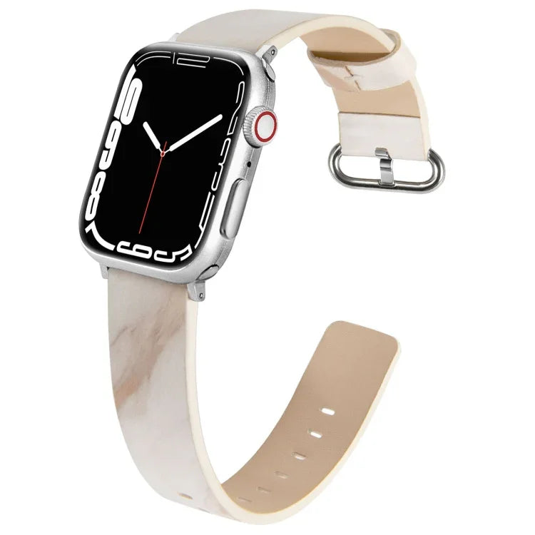 สายหนังลายหินอ่อนสำหรับ Apple Watch Series 7 41 มม. / 6&SE&5&4 40 มม. / 3&2&1 38 มม., 7 45 มม. / 6&SE&5&4 44 มม. / 3&2&1 42 มม.