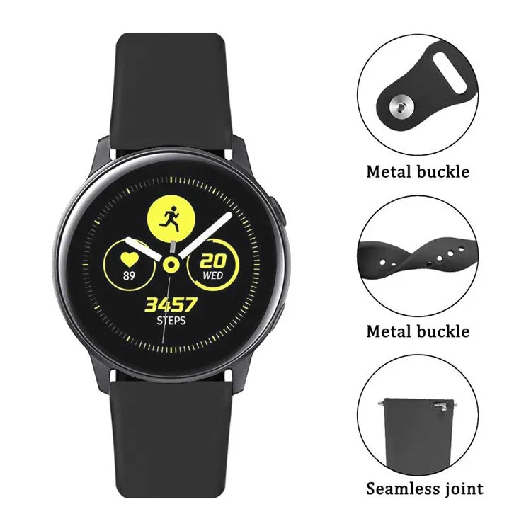 สายรัดซิลิโคนสีเดียวสำหรับ Samsung Galaxy Watch Active 20mm