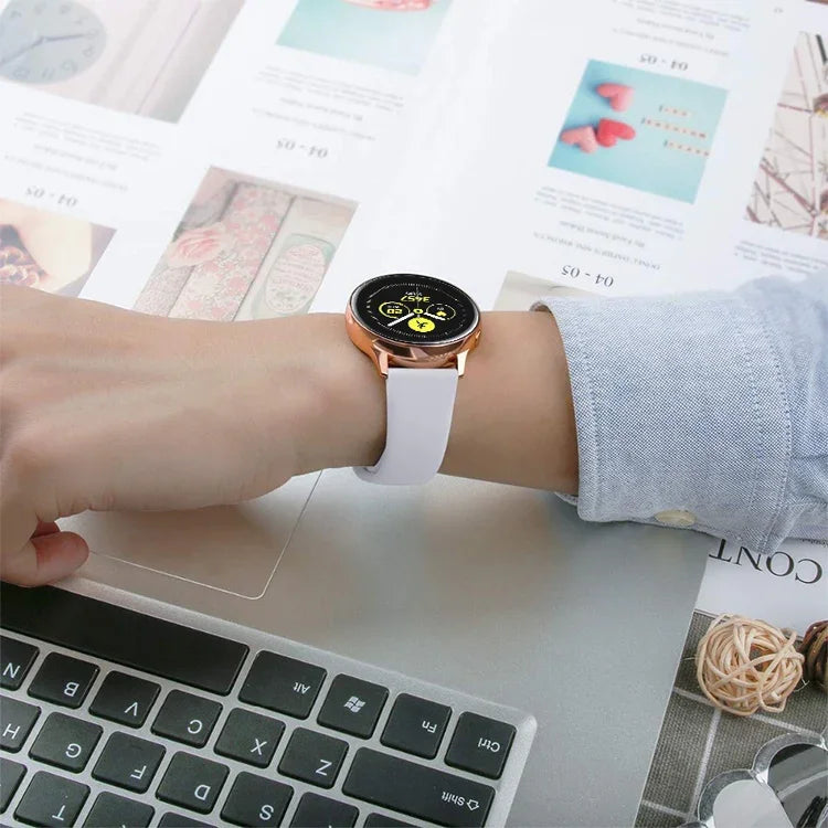 สายรัดซิลิโคนสีเดียวสำหรับ Samsung Galaxy Watch Active 20mm