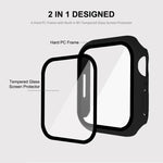 เคสพร้อมกรอบ PC และฟิล์มกระจกนิรภัย 9H ครอบคลุมเต็มจอ 2 in 1 จาก ENKAY Hat-Prince สำหรับ Apple Watch Series 7 ขนาด 45 มม.