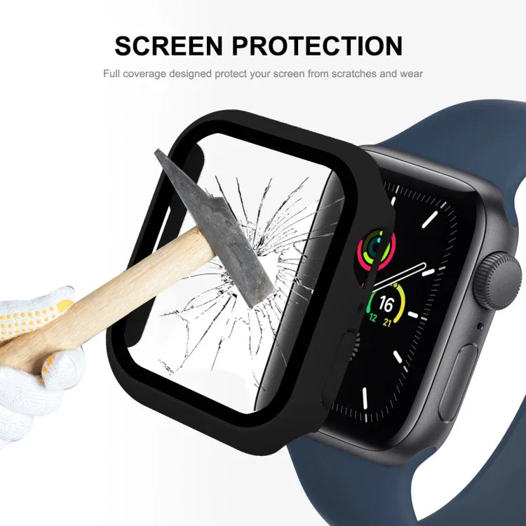 เคสพร้อมกรอบ PC และฟิล์มกระจกนิรภัย 9H ครอบคลุมเต็มจอ 2 in 1 จาก ENKAY Hat-Prince สำหรับ Apple Watch Series 7 ขนาด 45 มม.