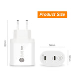 ที่ชาร์จเร็ว 40W สองพอร์ต PD / Type-C สำหรับ iPhone / iPad ซีรีส์, ปลั๊ก EU, ปลั๊ก EU