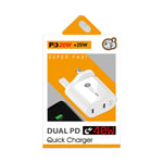 ที่ชาร์จเร็ว 40W สองพอร์ต PD USB-C / Type-C สำหรับ iPhone / iPad ซีรีส์, ปลั๊ก UK, ปลั๊ก UK