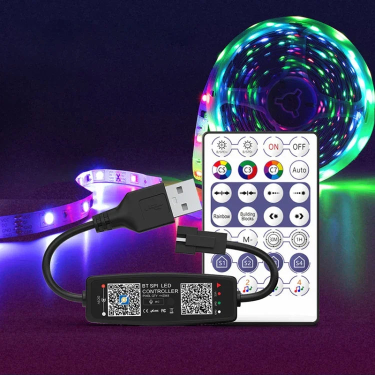 รีโมทคอนโทรล USB 5V WS2812B ควบคุมเพลงบลูทูธสำหรับไฟ LED Strip SK6812 WS2811 WS2812