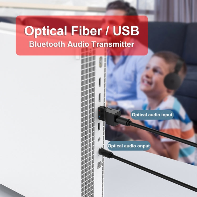 SW03 ตัวส่งสัญญาณเสียงบลูทูธ 5.0 2 in 1 USB + SPDIF อะแดปเตอร์ไร้สายออปติคัลความหน่วงต่ำสำหรับทีวี PC