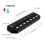 ตัวแยกสัญญาณ USB 3.0 HUB 7 พอร์ต พร้อมสวิตช์แยกอิสระ