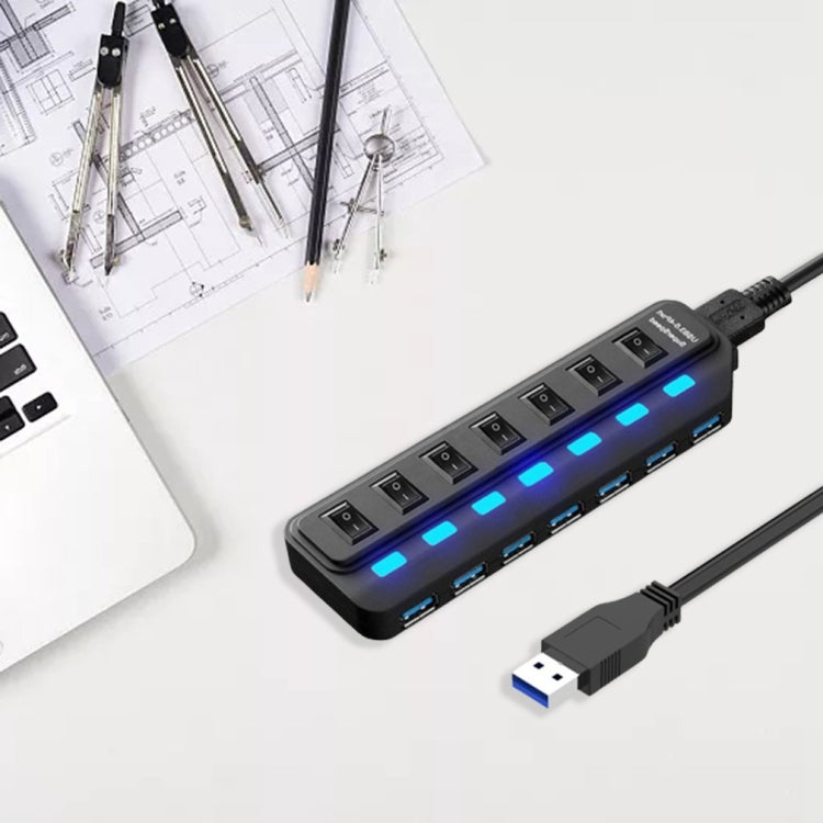 ตัวแยกสัญญาณ USB 3.0 HUB 7 พอร์ต พร้อมสวิตช์แยกอิสระ