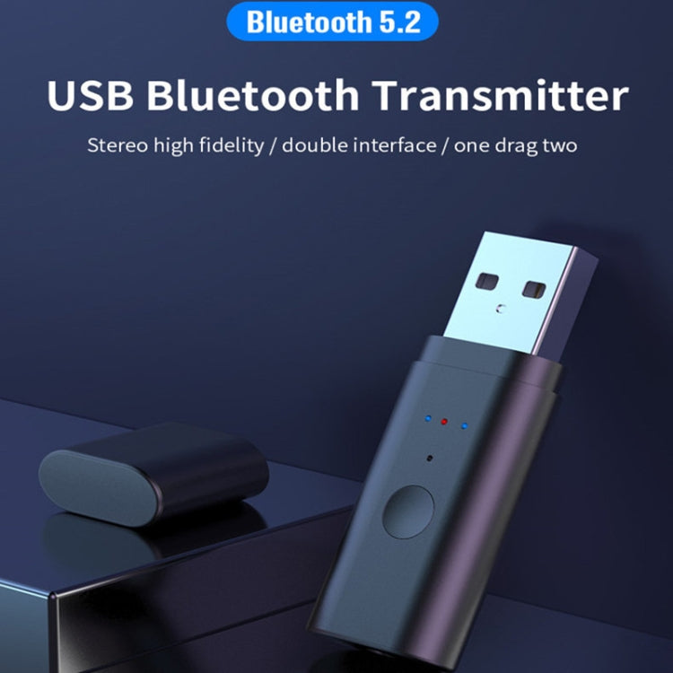 TX35 ตัวส่งสัญญาณบลูทูธ 5.2 แบบหนึ่งลากสอง USB / AUX เอาต์พุตคู่