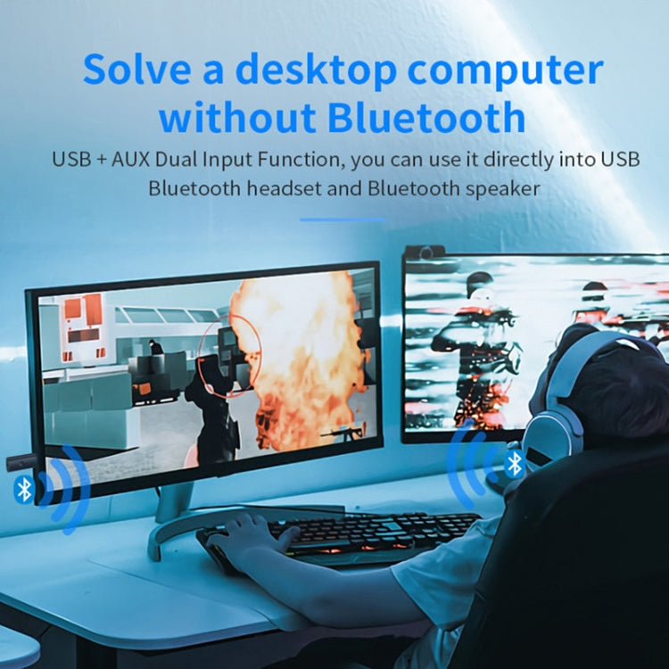 TX35 ตัวส่งสัญญาณบลูทูธ 5.2 แบบหนึ่งลากสอง USB / AUX เอาต์พุตคู่