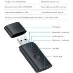 TX35 ตัวส่งสัญญาณบลูทูธ 5.2 แบบหนึ่งลากสอง USB / AUX เอาต์พุตคู่