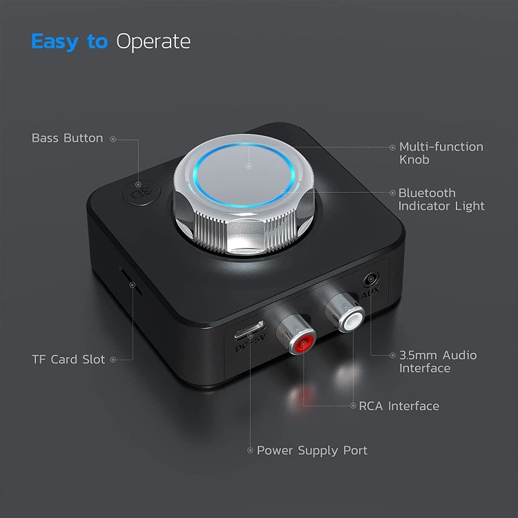 C39 ตัวรับสัญญาณ Bluetooth 5.0 RCA เป็น 3.5 มม. ตัวแปลงเสียงไร้สาย รองรับการ์ด TF, C39
