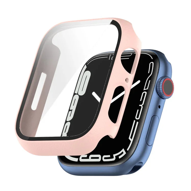 เคสกันกระแทก PC พร้อมฟิล์มกระจกนิรภัย สำหรับ Apple Watch Series 9 / 8 / 7 45มม., สำหรับ Apple Watch Series 9 / 8 / 7 41มม.