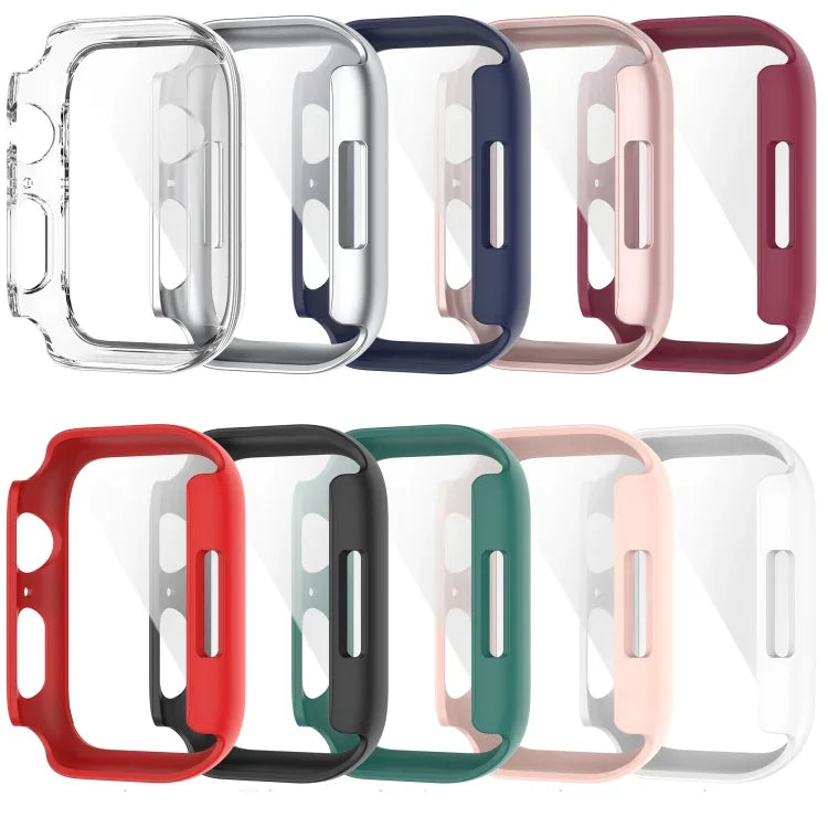 เคสกันกระแทก PC พร้อมฟิล์มกระจกนิรภัย สำหรับ Apple Watch Series 9 / 8 / 7 45มม., สำหรับ Apple Watch Series 9 / 8 / 7 41มม.