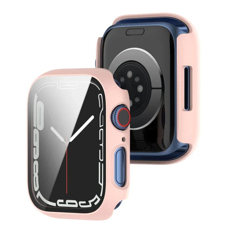 เคสกันกระแทก PC พร้อมฟิล์มกระจกนิรภัย สำหรับ Apple Watch Series 9 / 8 / 7 45มม., สำหรับ Apple Watch Series 9 / 8 / 7 41มม.