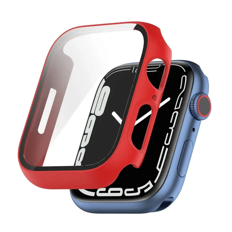 เคสกันกระแทก PC พร้อมฟิล์มกระจกนิรภัย สำหรับ Apple Watch Series 9 / 8 / 7 45มม., สำหรับ Apple Watch Series 9 / 8 / 7 41มม.