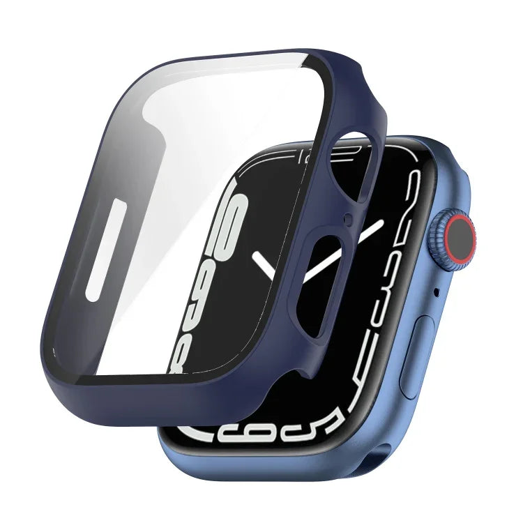 เคสกันกระแทก PC พร้อมฟิล์มกระจกนิรภัย สำหรับ Apple Watch Series 9 / 8 / 7 45มม., สำหรับ Apple Watch Series 9 / 8 / 7 41มม.