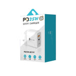 PD25W USB-C / Type-C + QC3.0 USB Dual Ports Fast Charger with USB to Micro USB Data Cable, UK Plug, UK Plug + USB to Micro USB Cable