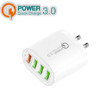 QC-04 ที่ชาร์จหลายพอร์ต QC3.0 + 3 x USB 2.0 สำหรับโทรศัพท์มือถือแท็บเล็ต, ปลั๊ก US, ปลั๊ก US