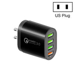 QC-04 ที่ชาร์จหลายพอร์ต QC3.0 + 3 x USB 2.0 สำหรับโทรศัพท์มือถือแท็บเล็ต, ปลั๊ก US, ปลั๊ก US