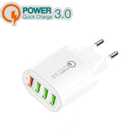 QC-04 ที่ชาร์จหลายพอร์ต QC3.0 + 3 x USB 2.0 สำหรับโทรศัพท์มือถือแท็บเล็ต, ปลั๊ก EU, ปลั๊ก EU