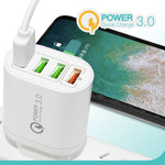 QC-04 ที่ชาร์จหลายพอร์ต QC3.0 + 3 x USB 2.0 สำหรับโทรศัพท์มือถือแท็บเล็ต, ปลั๊ก EU, ปลั๊ก EU