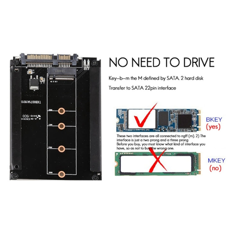 การ์ดอะแดปเตอร์ M.2 เป็น SATA3.0 22 พิน สำหรับแปลงอินเทอร์เฟซ SSD ขนาด 2.5 นิ้ว
