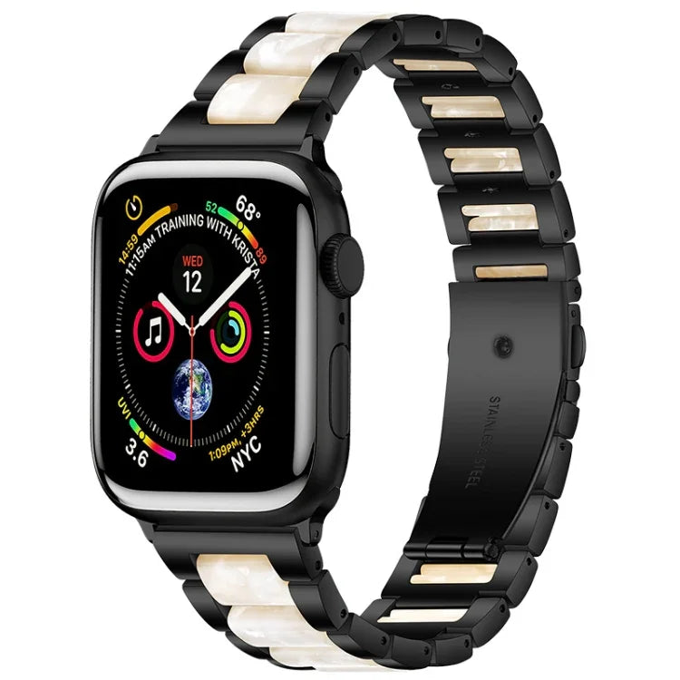 สายรัดนาฬิกาโลหะ + เรซินสำหรับ Apple Watch Series, 7 41 มม. / 6&SE&5&4 40 มม. / 3&2&1 38 มม., 7 45 มม. / 6&SE&5&4 44 มม. / 3&2&1 42 มม.