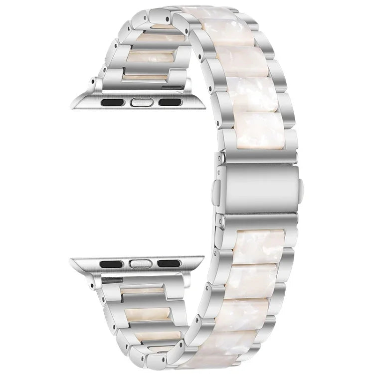 สายรัดนาฬิกาโลหะ + เรซินสำหรับ Apple Watch Series, 7 41 มม. / 6&SE&5&4 40 มม. / 3&2&1 38 มม., 7 45 มม. / 6&SE&5&4 44 มม. / 3&2&1 42 มม.