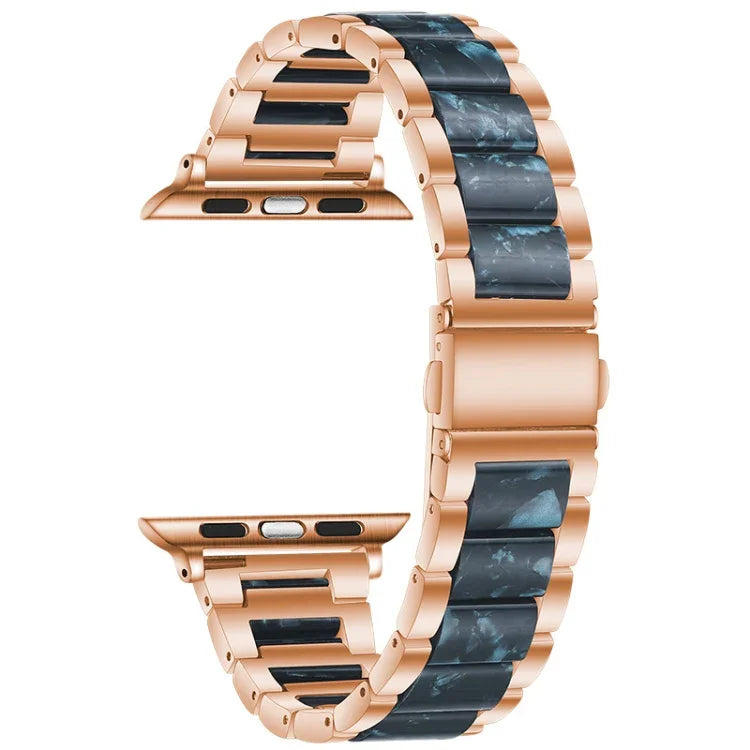 สายรัดนาฬิกาโลหะ + เรซินสำหรับ Apple Watch Series, 7 41 มม. / 6&SE&5&4 40 มม. / 3&2&1 38 มม., 7 45 มม. / 6&SE&5&4 44 มม. / 3&2&1 42 มม.