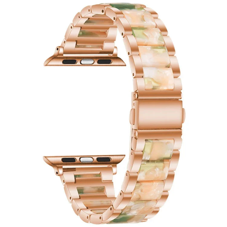 สายรัดนาฬิกาโลหะ + เรซินสำหรับ Apple Watch Series, 7 41 มม. / 6&SE&5&4 40 มม. / 3&2&1 38 มม., 7 45 มม. / 6&SE&5&4 44 มม. / 3&2&1 42 มม.