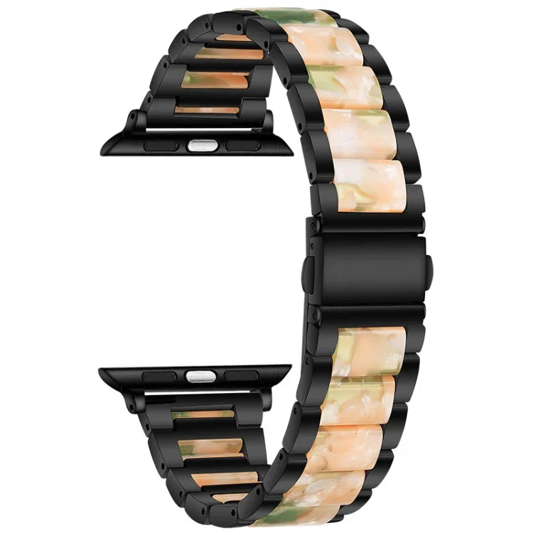 สายรัดนาฬิกาโลหะ + เรซินสำหรับ Apple Watch Series, 7 41 มม. / 6&SE&5&4 40 มม. / 3&2&1 38 มม., 7 45 มม. / 6&SE&5&4 44 มม. / 3&2&1 42 มม.