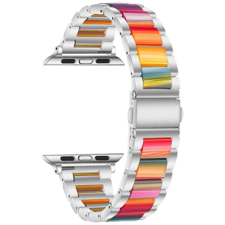 สายรัดนาฬิกาโลหะ + เรซินสำหรับ Apple Watch Series, 7 41 มม. / 6&SE&5&4 40 มม. / 3&2&1 38 มม., 7 45 มม. / 6&SE&5&4 44 มม. / 3&2&1 42 มม.
