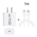 ที่ชาร์จเดินทาง AU-20W PD USB-C / Type-C พร้อมสายข้อมูล USB-C เป็น 8 พิน, ปลั๊ก AU, ปลั๊ก AU + สาย PD 8 พิน 1 ม., ปลั๊ก AU + สาย PD 8 พิน 2 ม.