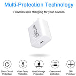 ที่ชาร์จเดินทาง AU-20W PD USB-C / Type-C พร้อมสายข้อมูล USB-C เป็น 8 พิน, ปลั๊ก AU, ปลั๊ก AU + สาย PD 8 พิน 1 ม., ปลั๊ก AU + สาย PD 8 พิน 2 ม.