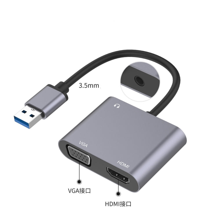 อะแดปเตอร์ HUB USB 3 in 1 เป็น HDMI / VGA / เสียง