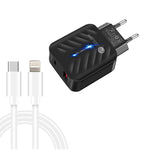 ที่ชาร์จ PD03 20W PD3.0 + QC3.0 USB พร้อมสายข้อมูล Type-C เป็น 8 พิน, ปลั๊ก EU, ปลั๊ก EU + สาย Type-C เป็น 8 พิน