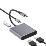 อะแดปเตอร์ HUB Type-C 4 in 1 เป็น HDMI คู่ + USB + Type-C