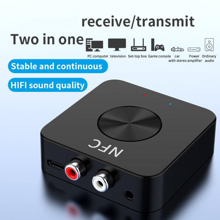 BT-21 ตัวรับและส่งสัญญาณ Bluetooth 5.0 NFC อะแดปเตอร์เสียง RCA 3.5 มม. AUX, BT-21