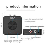 BT-21 ตัวรับและส่งสัญญาณ Bluetooth 5.0 NFC อะแดปเตอร์เสียง RCA 3.5 มม. AUX, BT-21