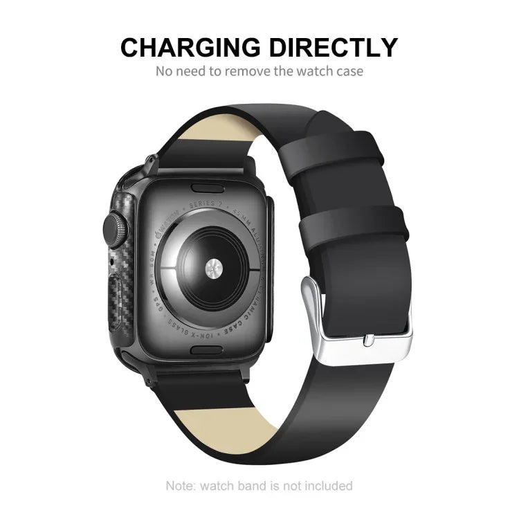 ENKAY Carbon Fiber PC Case + Full Coverage PET Screen Protector, For Apple Watch Series 9 / 8 / 7 41mm, For Apple Watch Series 9 / 8 / 7 45mm