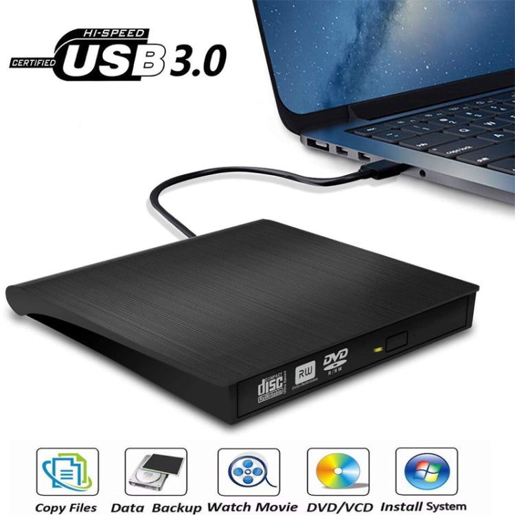 เครื่องเล่นไดรฟ์ CD / DVD-RW ภายนอก USB 3.0 แบบขัดเงา รุ่น ECD819