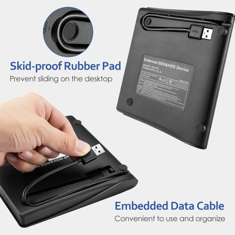 เครื่องเล่นไดรฟ์ CD / DVD-RW ภายนอก USB 3.0 แบบขัดเงา รุ่น ECD819
