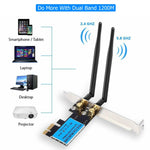 การ์ดเครือข่ายไร้สาย PCIe แบบสองย่านความถี่ 5G / 2.4G ความเร็ว 1200Mbps