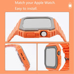สายซิลิโคนพร้อมเคส สำหรับ Apple Watch Series, 7 41มม. / 6&SE&5&4 40มม. / 3&2&1 38มม., 7 45มม. / 6&SE&5&4 44มม. / 3&2&1 42มม.
