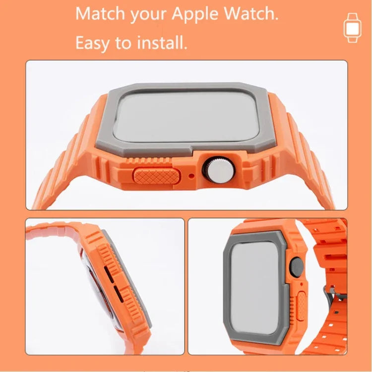 สายซิลิโคนพร้อมเคส สำหรับ Apple Watch Series, 7 41มม. / 6&SE&5&4 40มม. / 3&2&1 38มม., 7 45มม. / 6&SE&5&4 44มม. / 3&2&1 42มม.